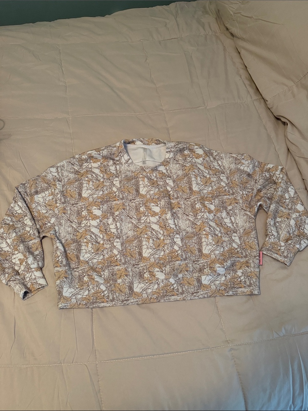 Simply Southern Winter Camo Crewneck oversized cropped Sweatshirt S
